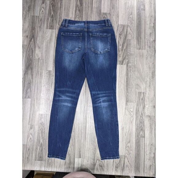 (3/$35) Maurices Size Small Long High Rise Whiskered Distressed Denim Blue Jeans - Picture 2 of 12